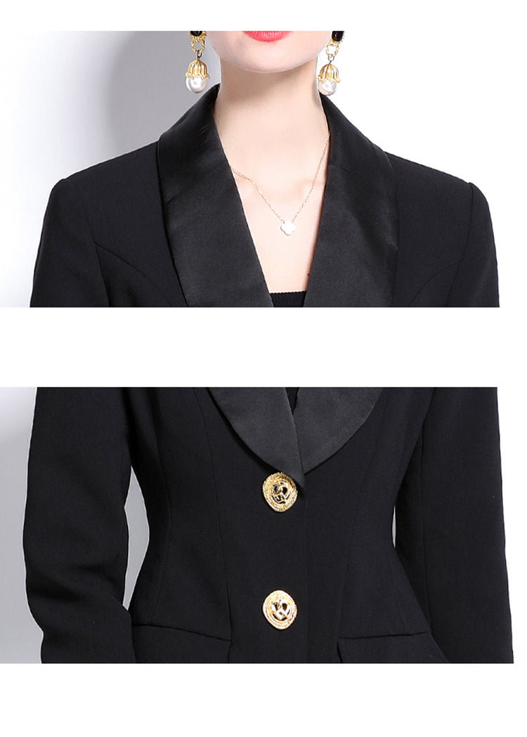 Black Shawl Collar Single Breasted Long Trench Coat – Vivian Seven