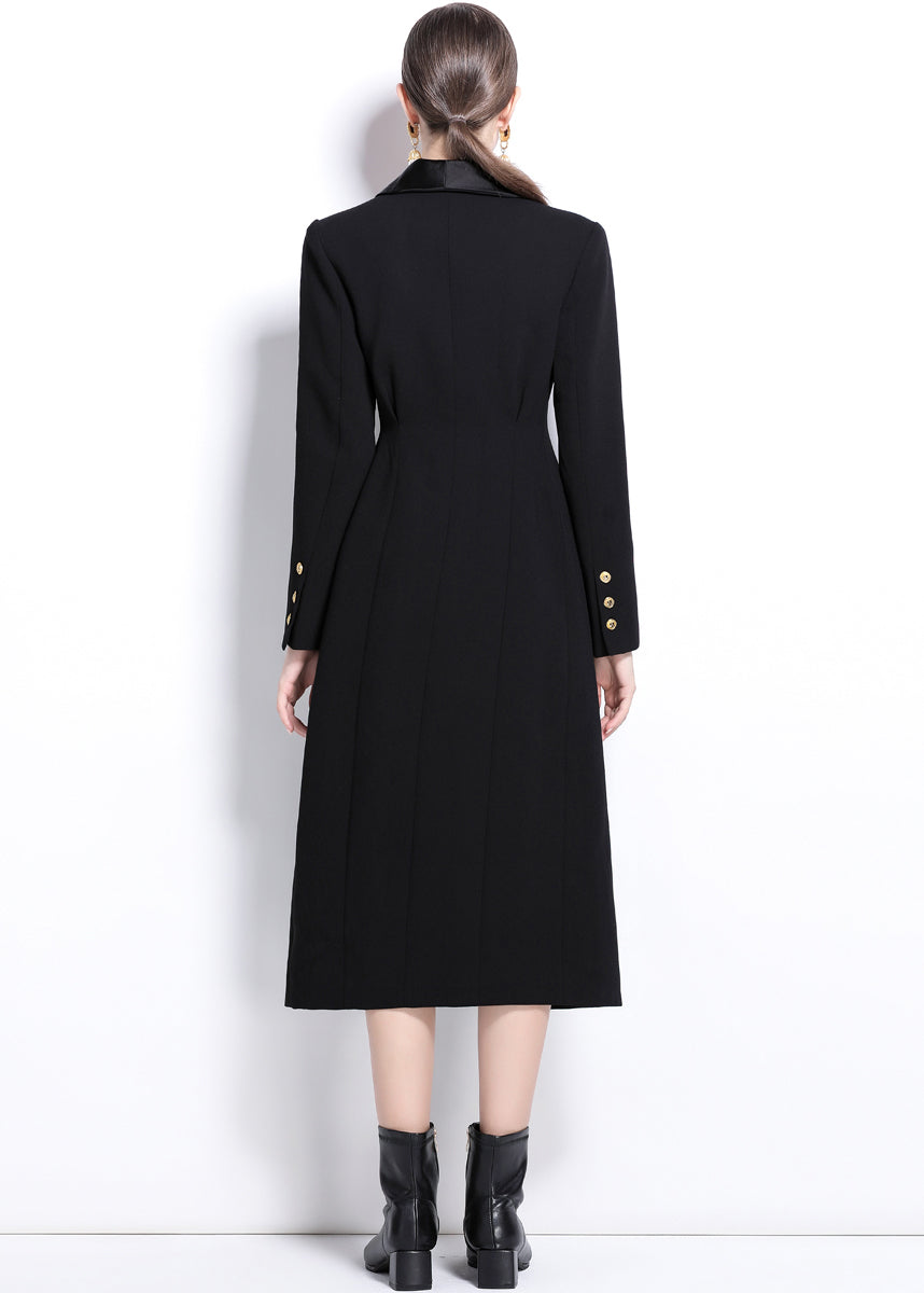Black Shawl Collar Single Breasted Long Trench Coat – Vivian Seven