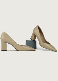 women's leather pumps khaki