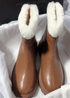 Women's Winter Cozy Genuine Leather Faux Shearling Lined Booties Brown