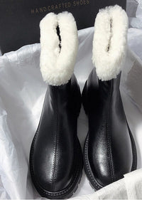 Women's Winter Cozy Genuine Leather Faux Shearling Lined Booties Black