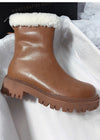 Women's Winter Cozy Genuine Leather Faux Shearling Lined Booties Brown