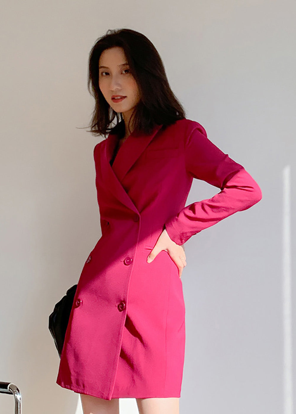 Claret Double Breasted Fit & Flare Blazer Dress | Vivian Seven S / White Claret Double Breasted Fit & Flare Blazer Dress | Vivian Seven S / White