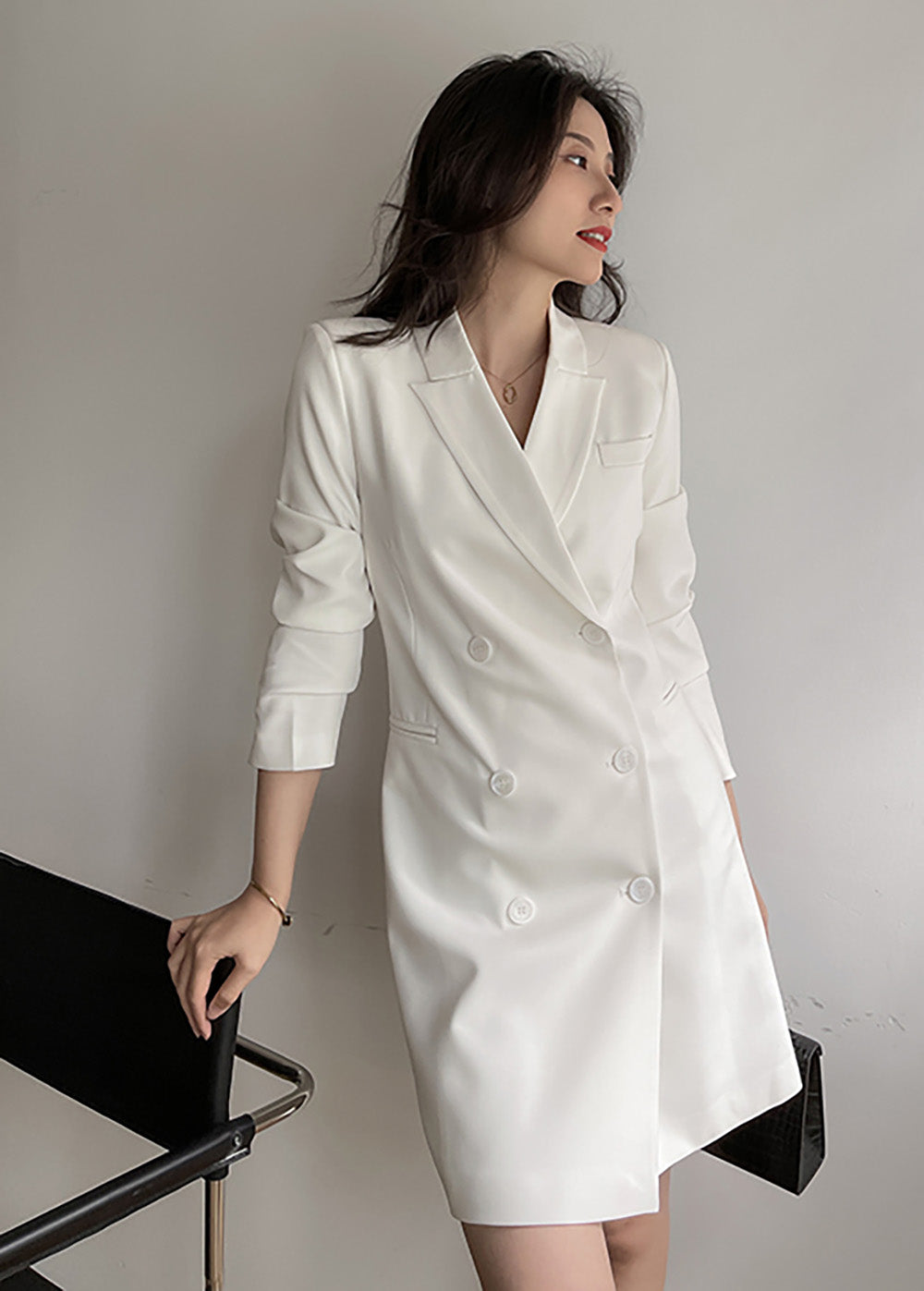 white blazer dress women Claret Double Breasted Fit & Flare Blazer Dress
