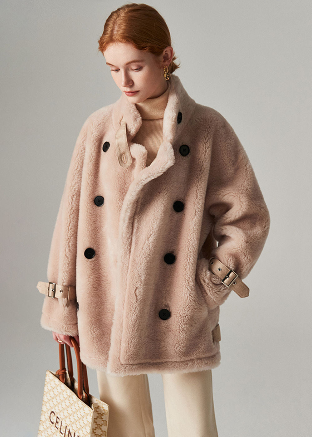 Serena Double Breasted High Pile Wool Fleece Coat