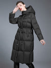 Women's Winter Hooded Tie Drawstring Down Puffer Coat