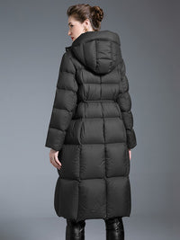 Women's Winter Hooded Tie Drawstring Down Puffer Coat