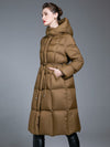 Women's Winter Hooded Tie Drawstring Down Puffer Coat