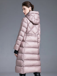 Women's Winter Drawstring Hooded Down Puffer Coat