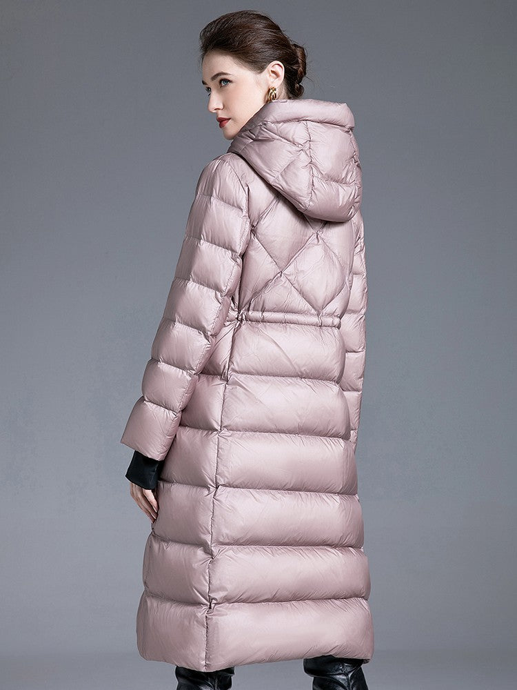 Women's Winter Drawstring Hooded Down Puffer Coat