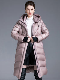 Women's Winter Drawstring Hooded Down Puffer Coat