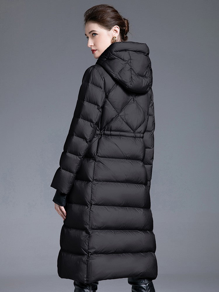 Women's Winter Drawstring Hooded Down Puffer Coat