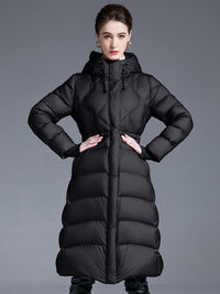 Women's Winter Drawstring Hooded Down Puffer Coat