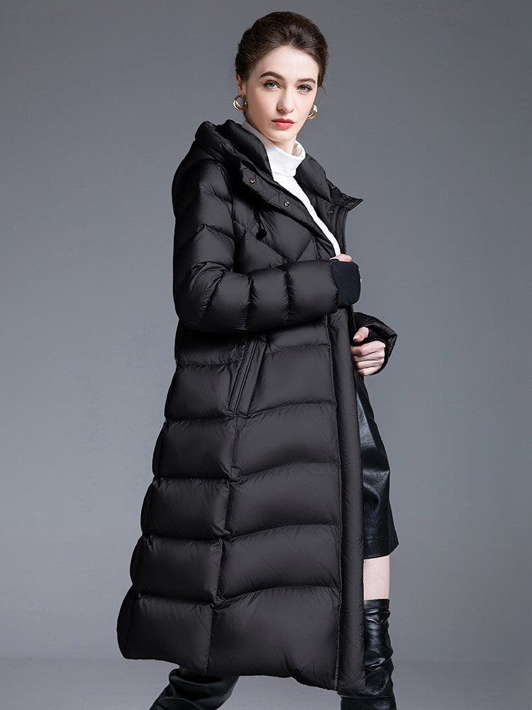 Women's Winter Drawstring Hooded Down Puffer Coat