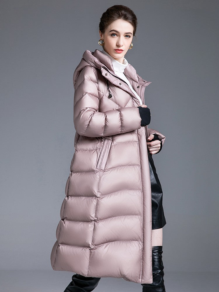 Women's Winter Drawstring Hooded Down Puffer Coat