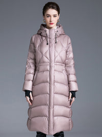 Women's Winter Drawstring Hooded Down Puffer Coat