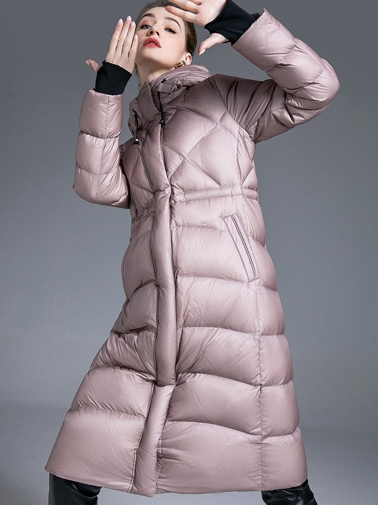 Women's Winter Drawstring Hooded Down Puffer Coat