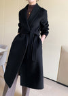 Vivian Seven Women Eda Open Front Belted Double Face Wool Coat
Black