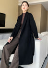 Vivian Seven Women Eda Open Front Belted Double Face Wool Coat
Black