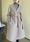 Vivian Seven Women Eda Open Front Belted Double Face Wool Coat
Gray