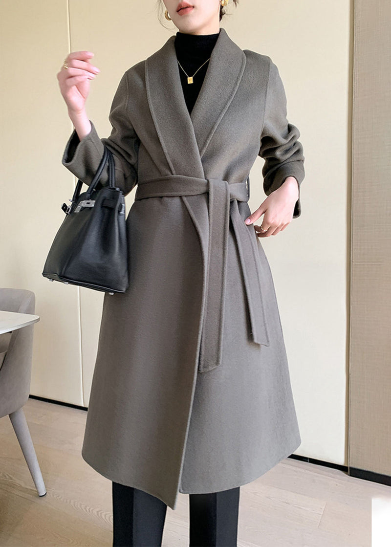 Vivian Seven Women Eda Open Front Belted Double Face Wool Coat
GRAY