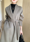 Vivian Seven Women Eda Open Front Belted Double Face Wool Coat
Gray