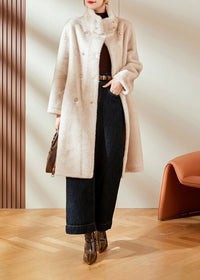 Women's winter Stand Collar Double Breasted Faux Fur Coat