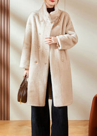 Women's winter Stand Collar Double Breasted Faux Fur Coat