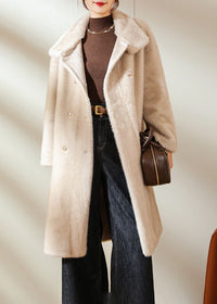 Women's winter Stand Collar Double Breasted Faux Fur Coat