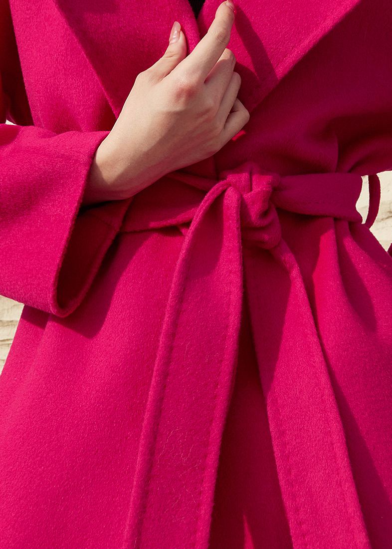 Fuchsia Fox Fur Collar Wrap Belted Wool Blend Coat – Vivian Seven