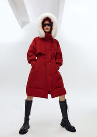 Red down coat