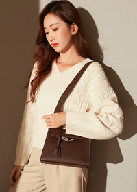 brown real leather shoulder bag