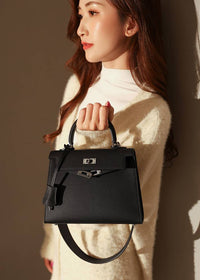 Black top handle bag