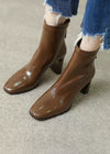 Women's Maia Patent Genuine Leather Front Seam Boots Brown 