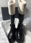 Women's Winter  Snow Genuine Shearling Lined Buckle Zip Boots Black