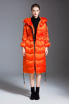 Women's Winter Glossy Hooded Drawcord Down Puffer Coat