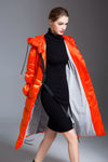 Women's Winter Glossy Hooded Drawcord Down Puffer Coat