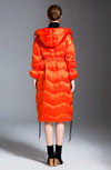 Women's Winter Glossy Hooded Drawcord Down Puffer Coat