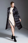 Women's Winter Glossy Hooded Drawcord Down Puffer Coat