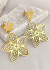 Women's Jewelry Gold Plate Stainless Steel Flower Drop Earrings