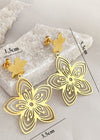 Women's Jewelry Gold Plate Stainless Steel Flower Drop Earrings