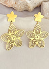 Women's Jewelry Gold Plate Stainless Steel Flower Drop Earrings