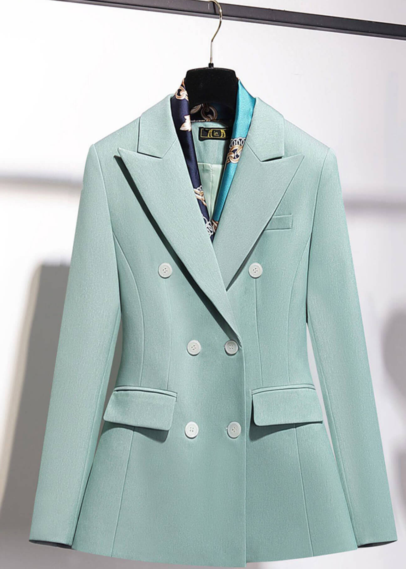 Sage Green Double-Breasted Pantsuit