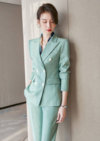 Sage Green Double-Breasted Pantsuit