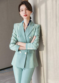Sage Green Double-Breasted Pantsuit