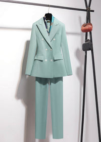 Sage Green Double-Breasted Pantsuit