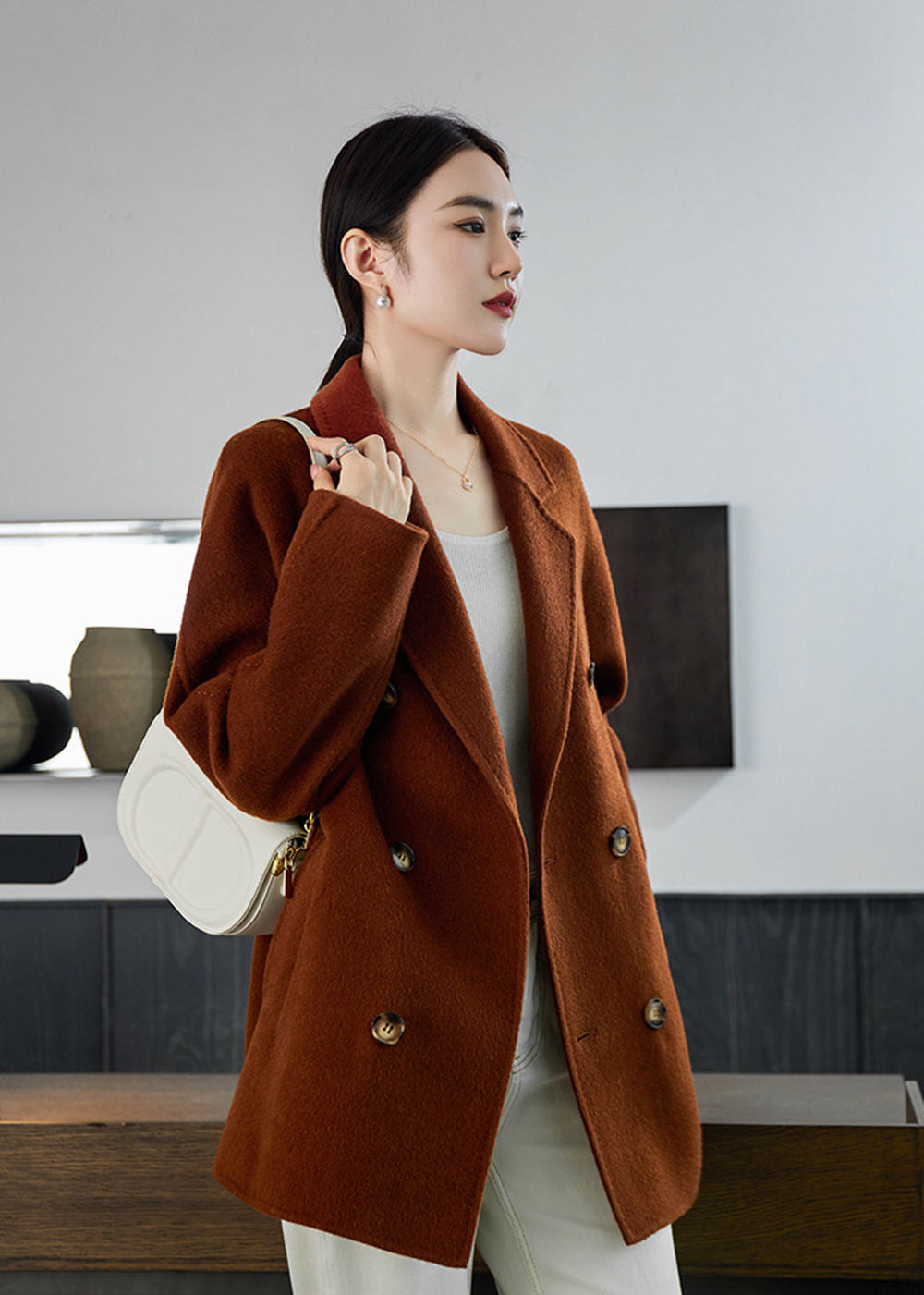 Holly Front Button Double Face Wool Blazer – Vivian Seven