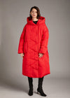 Women's Winter Relaxed Fit Storm Flap Hooded Down Puffer Parka Red