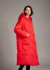 Women's Winter Relaxed Fit Storm Flap Hooded Down Puffer Parka Red