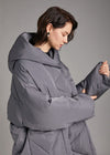 Women's Winter Relaxed Fit Storm Flap Hooded Down Puffer Parka Gray